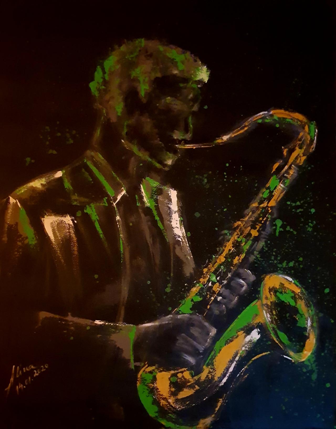 ArteDiAlina.com painting: Music into the green light
